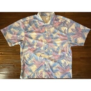 Nike Dri Fit Button Up Shirt Mens XL Tropical Hawaiian Golf Mesh Breathable